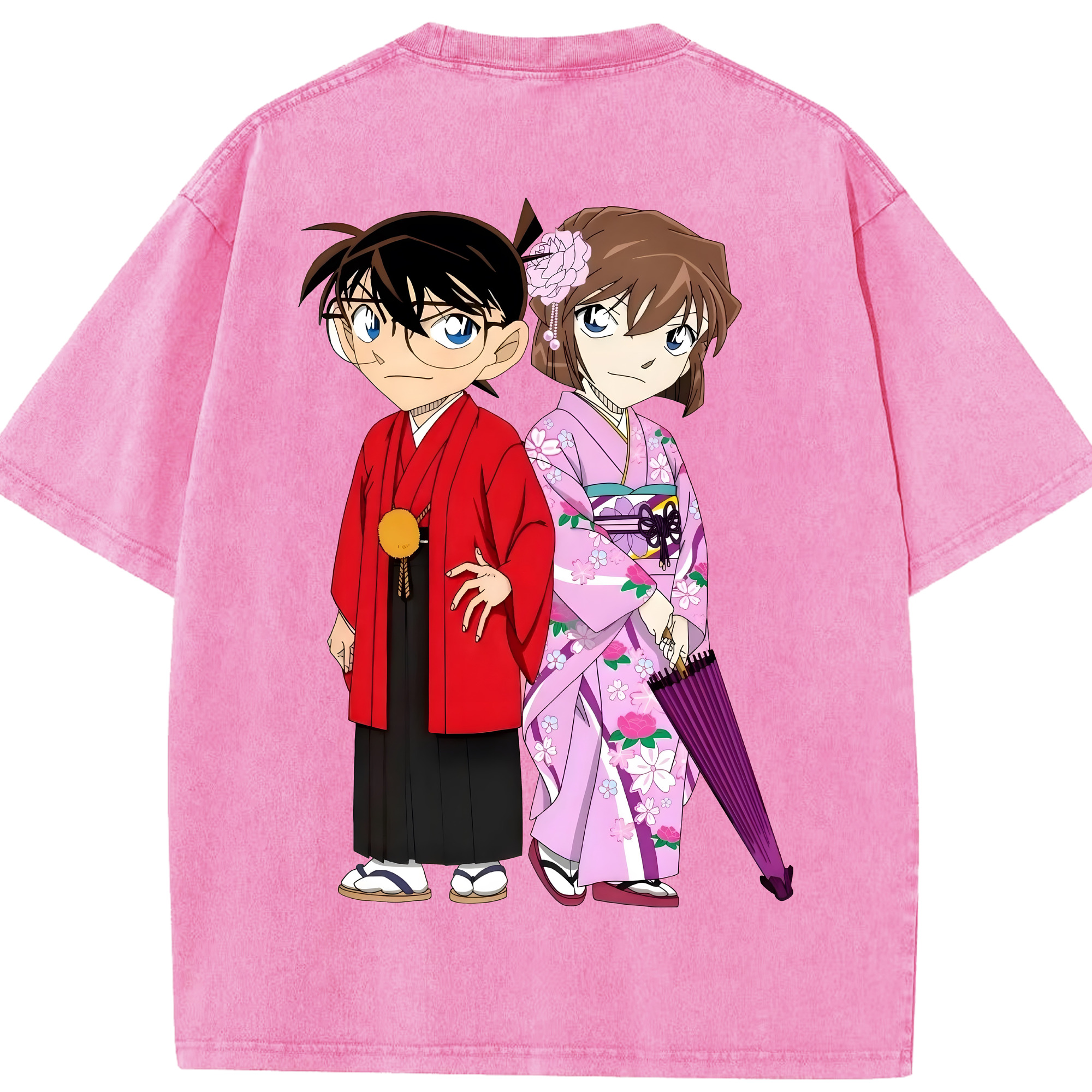 （画像用） 名探偵コナン 江戸川 コナン Detective Conan Conan Edogawa 綿100% ヴィンテージ風 半袖Tシャツ（背面プリント）